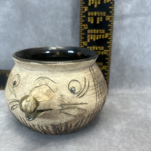 German Studio Signed Pottery by Petra Wessel Whimsical Planter Fairy Garden 3 in - Picture 2 of 9